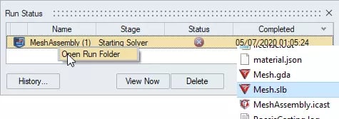 Mesh assembly error Open Run folder